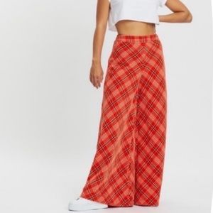 Free People Wonderland Plaid Print Wide Leg Pants